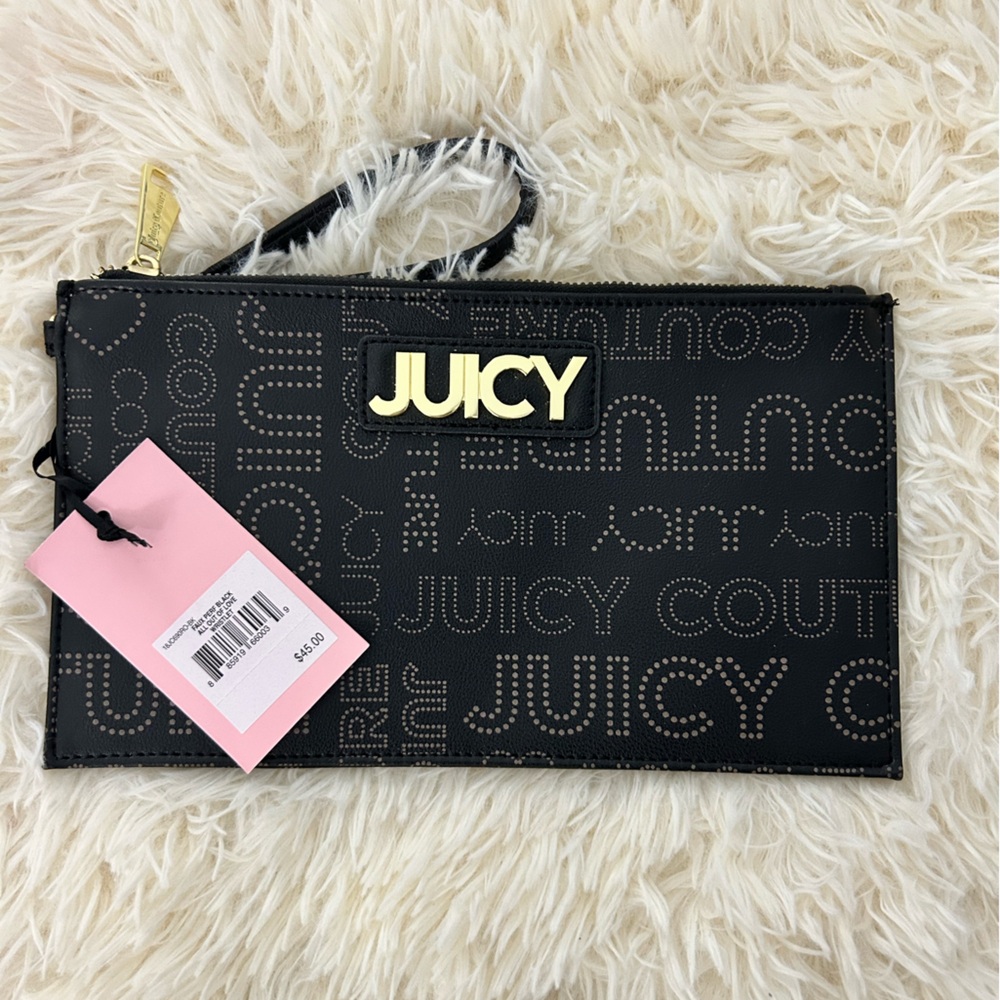 Juicy Couture Black and Gold Wristlet Clutch